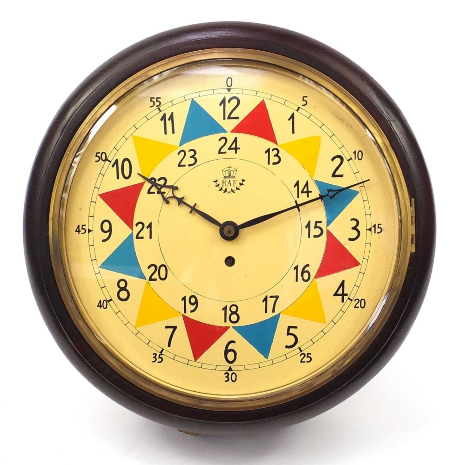 RAF design fusee wall clock with painted dial, 32.5cm in diameter : For Further Condition Reports