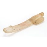 Islamic carved crystal phallus, 28.5cm in length : For Further Condition Reports Please Visit Our