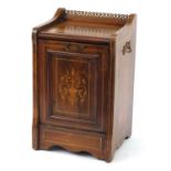 Edwardian inlaid rosewood coal scuttle with brass gallery and handles, 59cm H x 37cm W x 34.5cm