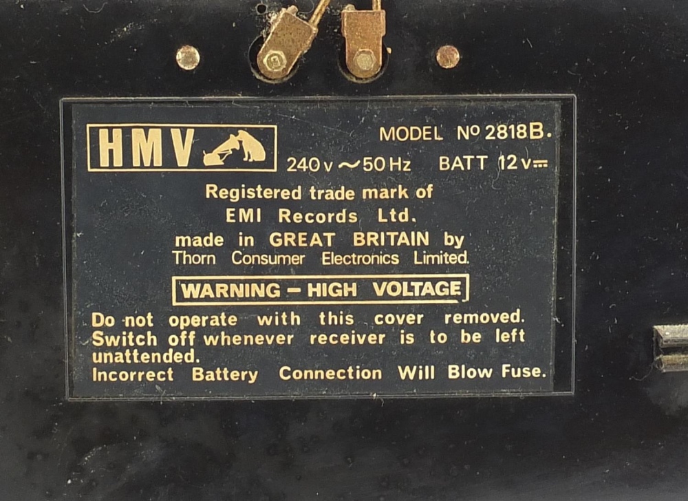 Vintage HMV portable TV model 2818B, sold as seen : For Further Condition Reports Please Visit Our - Image 4 of 4