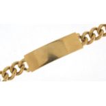 Heavy 9ct gold blank identity bracelet, London 1977, 20cm in length, 45.5g : For Further Condition