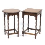 Two oak barley twist occasional tables, each 74cm high : For Further Condition Reports Please