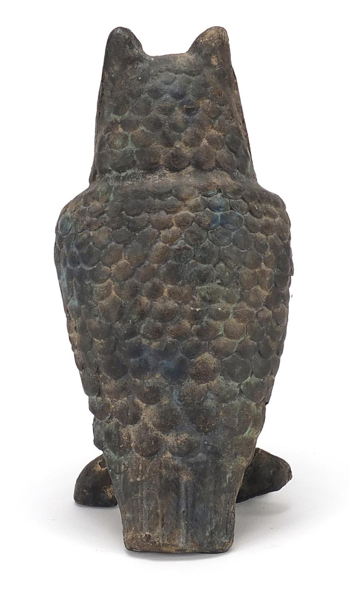 Patinated bronzed owl perched on a branch, 25cm high : For Further Condition Reports Please Visit - Bild 2 aus 3
