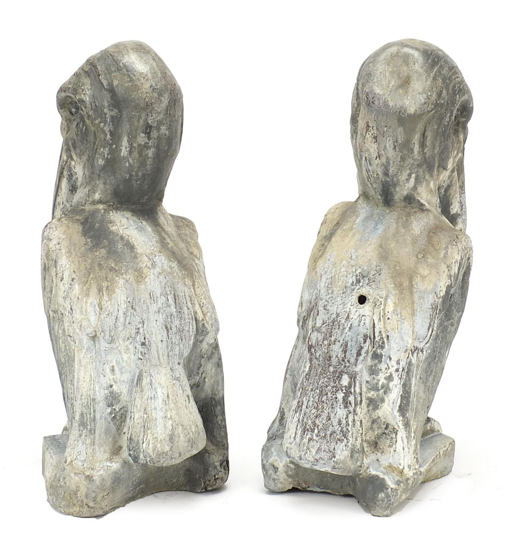 Two garden lead ornaments in the form of pelicans, each 36.5cm high : For Further Condition - Bild 3 aus 6