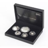 Elizabeth II 2013 Britania collection five coin silver proof set by The Royal Mint with fitted