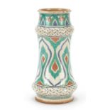 Iznik style Italian pottery vase hand painted with flowers, 26cm high : For Further Condition