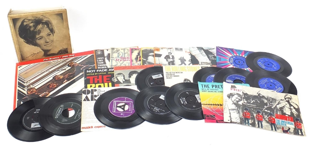 Vinyl LP's and 45rpm records including The Rolling Stones, The Beatles and Bob Dylan : For Further