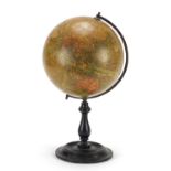 Geographia 8 inch terrestrial table globe with ebonised base, 39cm high : For Further Condition