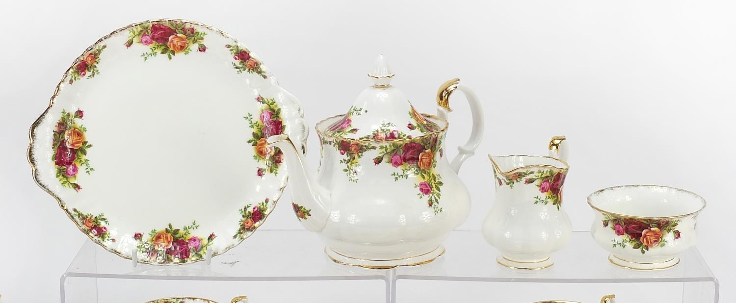 Royal Albert Old Country Roses teaware including teapot and trios, the teapot 24cm in length : For - Image 2 of 5