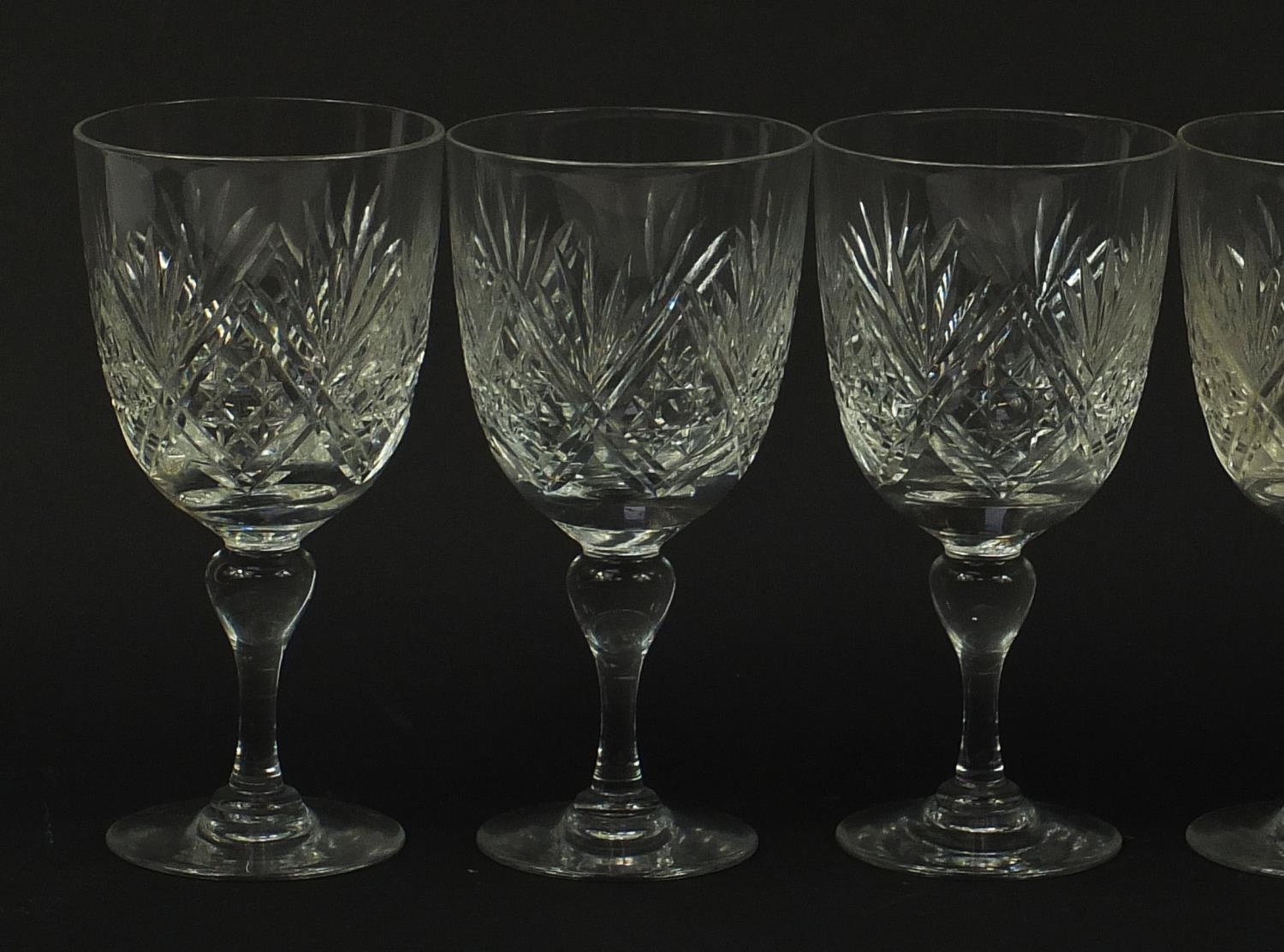 Set of six Webb cut crystal wine glasses, 16cm high : For Further Condition Reports Please Visit Our - Image 2 of 6