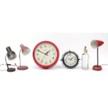 1970's collectables including a Smith's Sectric wall clock, three lamps and a Schweppes soda