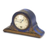 1920's Smiths electric chinoiserie lacquered mantle clock with Roman numerals, 23.5cm wide : For