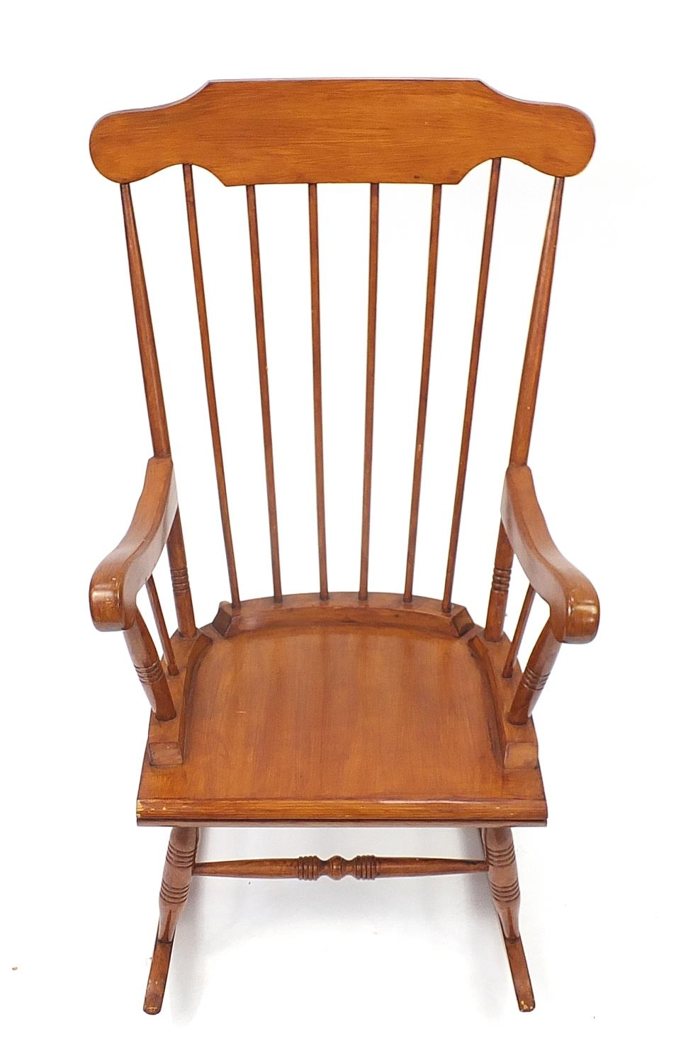 Painted lightwood stickback rocking chair, 103cm high : For Further Condition Reports Please Visit - Image 3 of 5