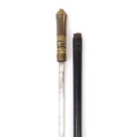 Indian ebonised swordstick with horn handle and carved bone section 92cm in length : For Further