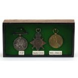 Three British military World War I medals including a Mons star awarded to S-656CPTEW.PILLEY.A.O.C.,
