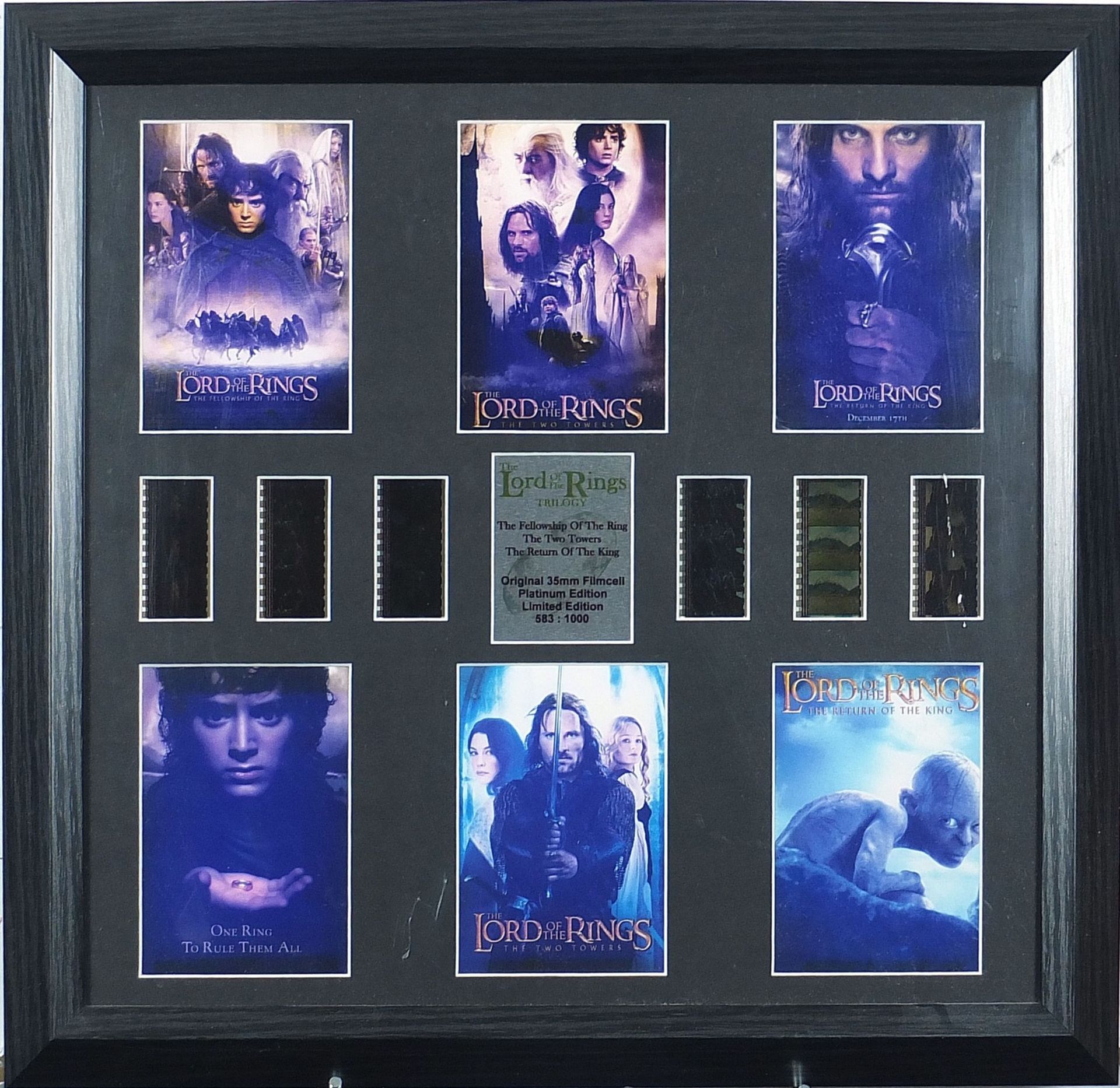 Lord of the Rings trilogy filmcell display, limited edition 583/1000, certificate of authenticity - Image 2 of 5