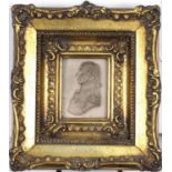 Naval interest marble style plaque of Lord Nelson housed in an ornate gilt frame, 20cm x 18cm