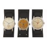 Three military interest gentlemen's wristwatches including Regalis and Titus : For Further Condition