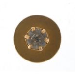 9ct gold gentlemen's dress stud set with a clear stone, 1cm in diameter, 0.8g : For Further