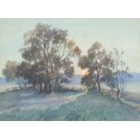 Joseph Milner - Sunset near Amersham, Buckinghamshire, mid 20th century watercolour, mounted, framed