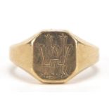 9ct gold signet ring, size R, 8.7g : For Further Condition Reports Please Visit Our Website -