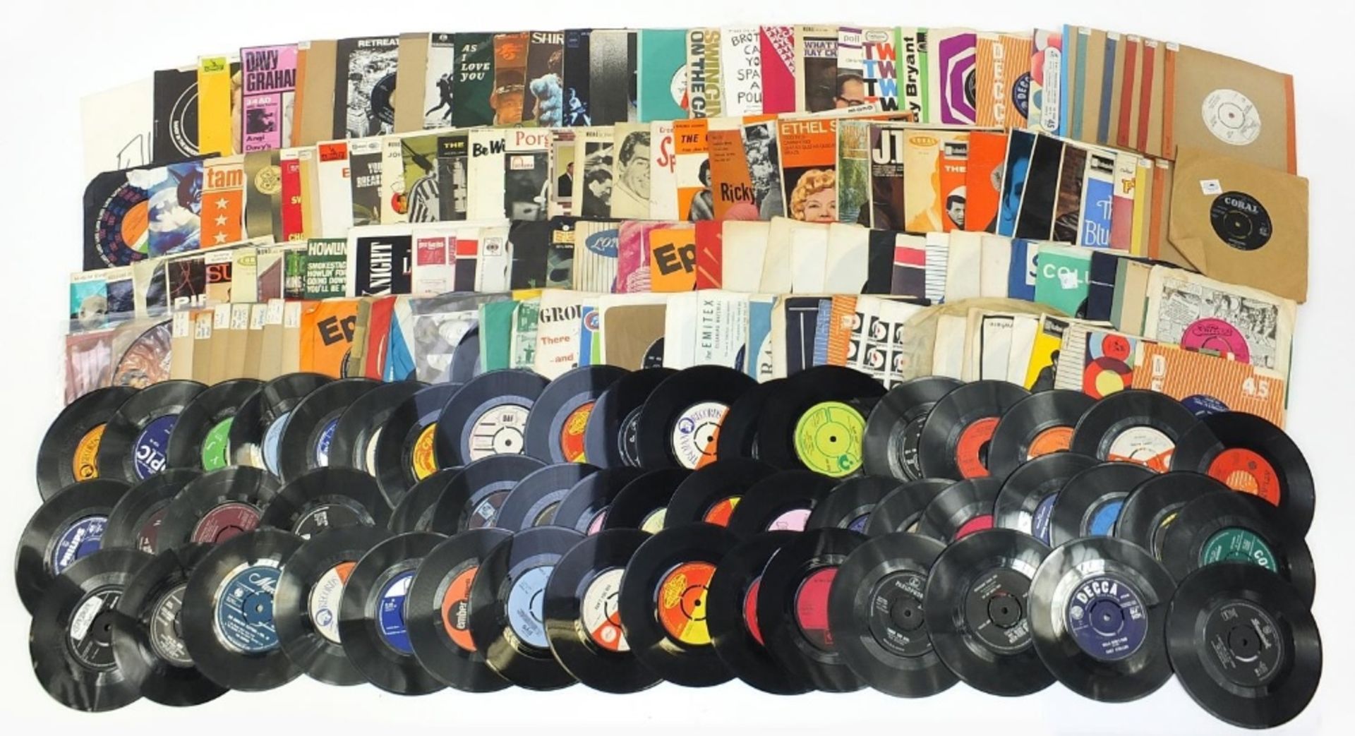 45rpm records including Buddy Holly, Status Quo, Joyce Bond, The Walker Brothers, Jimi Hendrix