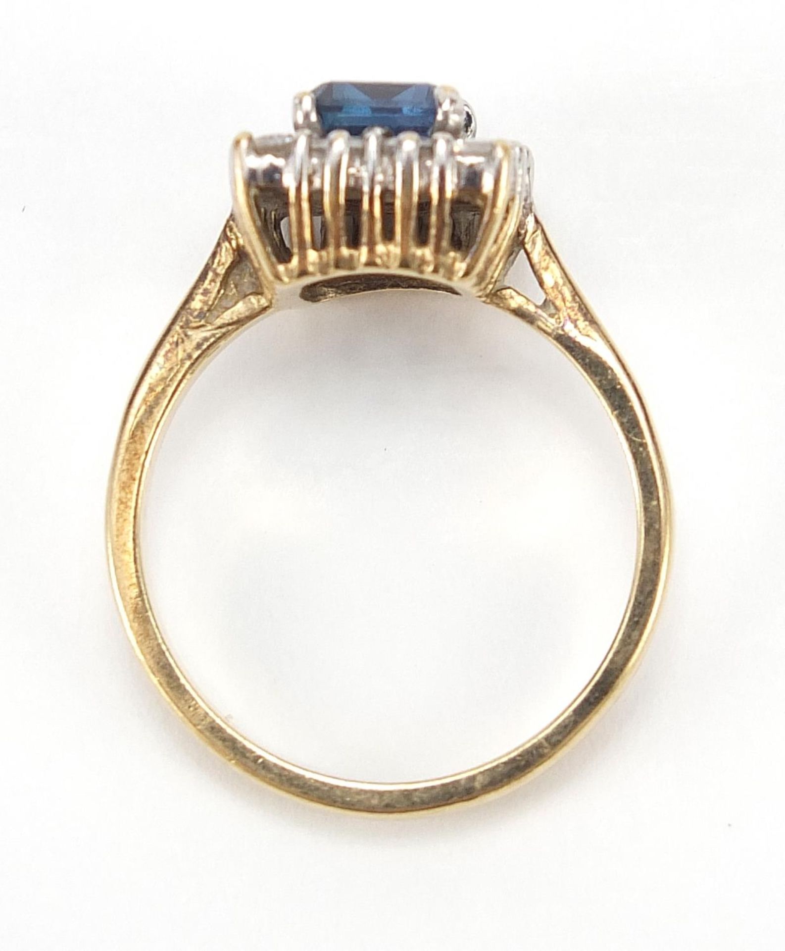 9ct gold blue topaz and cubic zirconia ring, size O, 4.4g : For Further Condition Reports Please - Image 4 of 5