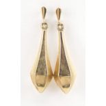 Pair of 9ct gold drop earrings, 3.4cm high, 2.0g : For Further Condition Reports Please Visit Our
