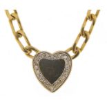 18ct gold necklace with diamond love heart pendant, 36cm in length, 30.2g : For Further Condition