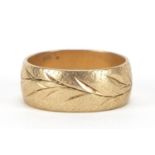 9ct gold wedding band with engraved decoration, size N, 5.3 : For Further Condition Reports Please