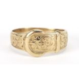 9ct gold buckle design ring, size V, 4.6g : For Further Condition Reports Please Visit Our Website -