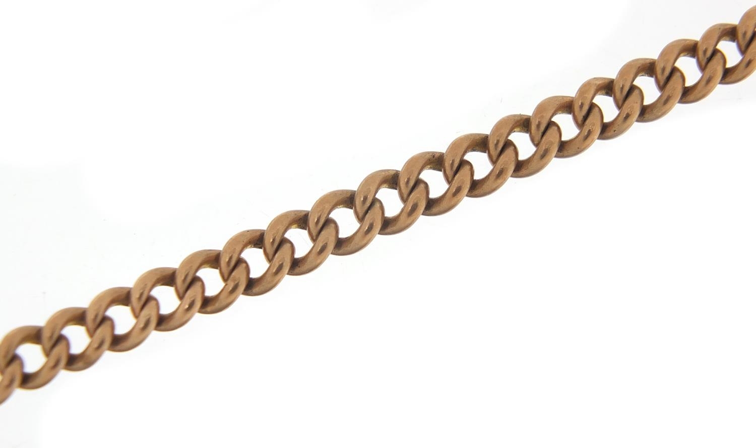 9ct rose gold watch chain with T bar, 40cm in length, 29.1g : For Further Condition Reports Please