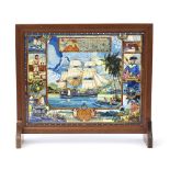 Naval interest stained glass panel of HMS Bounty, overall 50.5cm x 41cm : For Further Condition