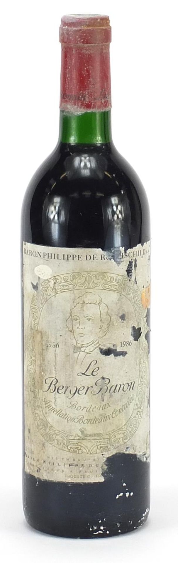 Bottle of 1986 Le Berger Baron Philippe de Rothschild Bordeaux red wine : For Further Condition