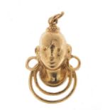 9ct gold African bust charm, 2.5cm high, 2.5g : For Further Condition Reports Please Visit Our