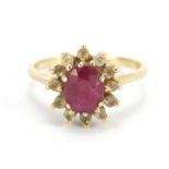 14ct gold ruby and topaz ring with certificate, size M, 3.2g : For Further Condition Reports