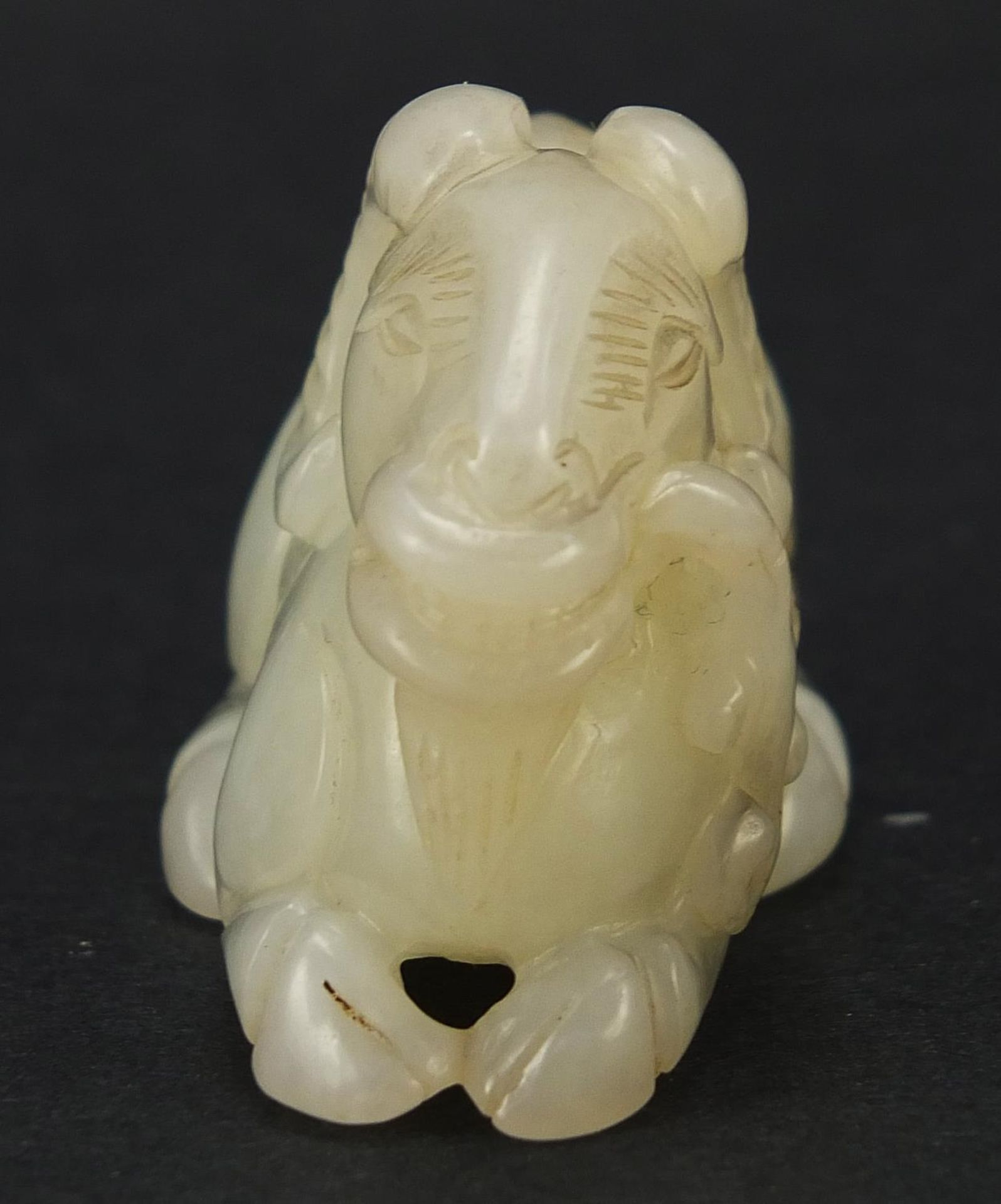 Chinese white jade carving of a ram, 5.5cm in length : For Further Condition Reports Please Visit - Image 2 of 7