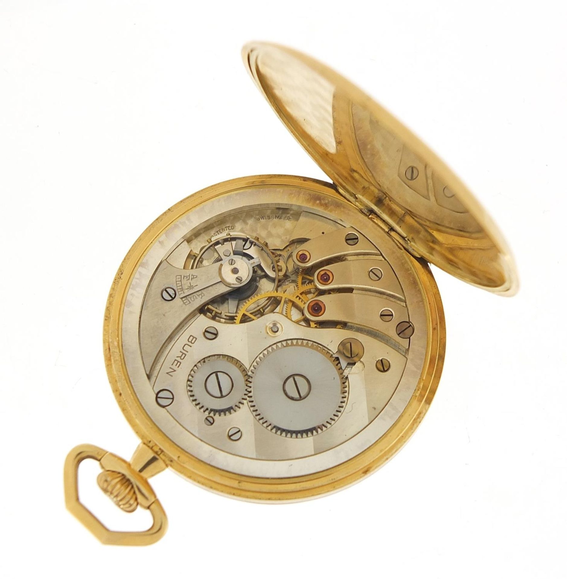 Buren 18ct gold open face pocket watch with subsidiary dial, the case numbered 101911, 46mm in - Image 3 of 4