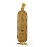 Egyptian gold hieroglyphic pendant, 4.8cm high, 4.8g : For Further Condition Reports Please Visit