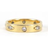 Unmarked gold diamond eternity ring, (tests as 15ct+ gold) size N, 5.0g : For Further Condition