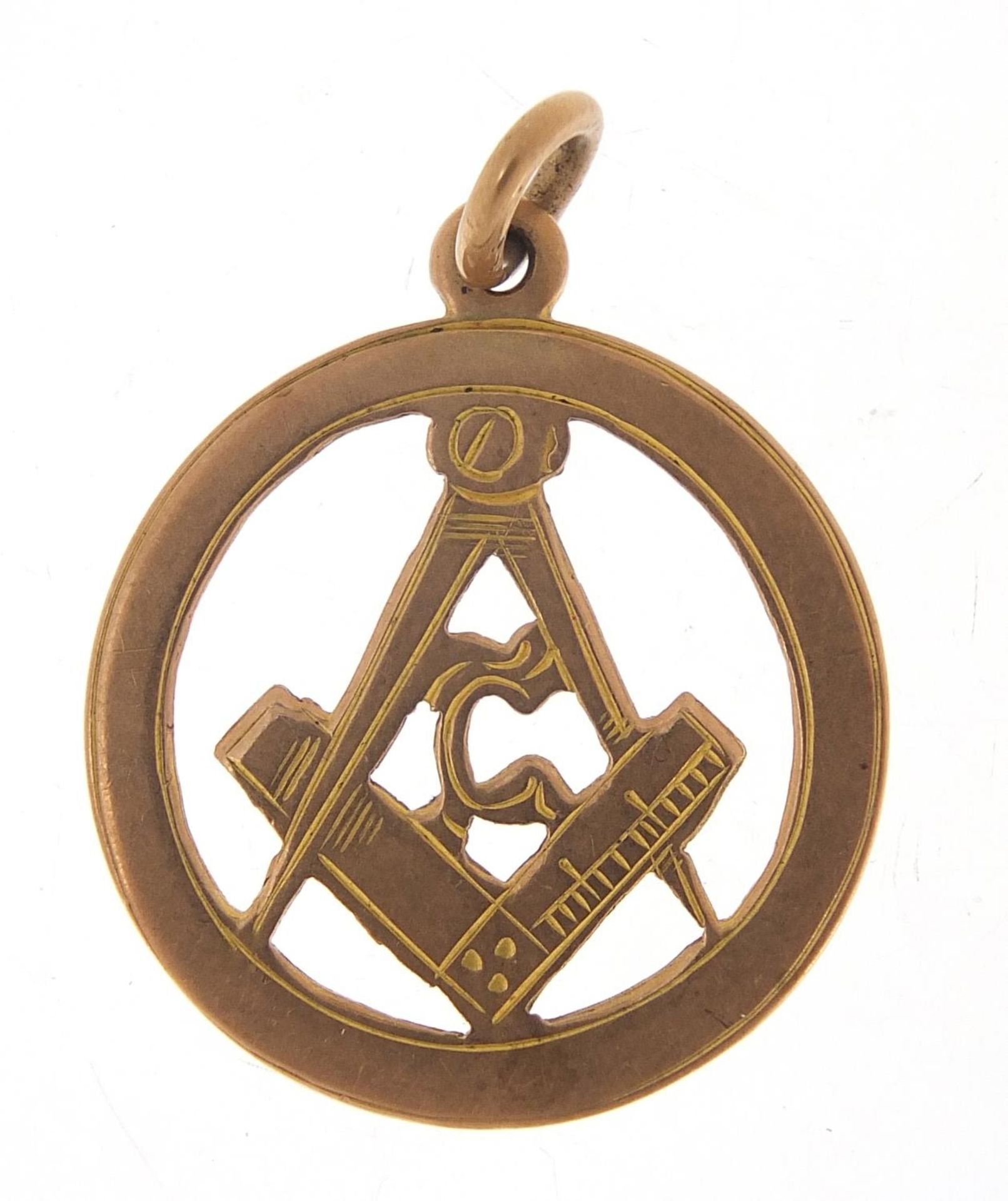 9ct gold masonic pendant, 2.5cm high, 3.7g : For Further Condition Reports Please Visit Our - Image 2 of 6