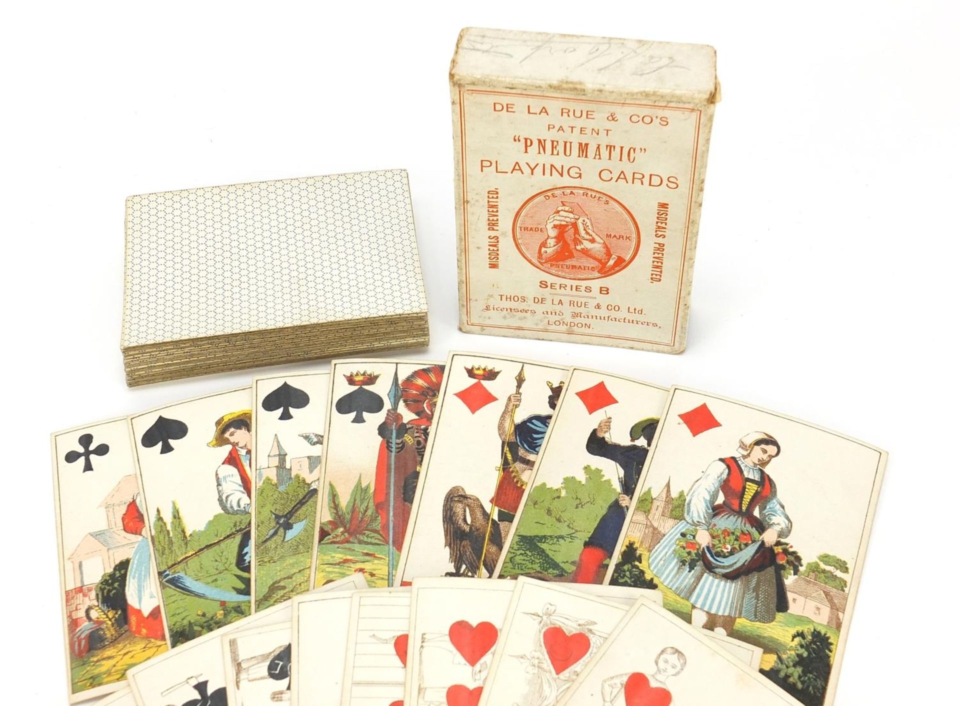 Antique Pneumatic fortune telling playing cards, De La Rue and Co's series B : For Further Condition - Image 2 of 3