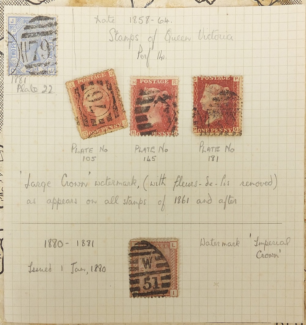 Victorian and later British and world stamps arranged in two albums including Penny Reds : For