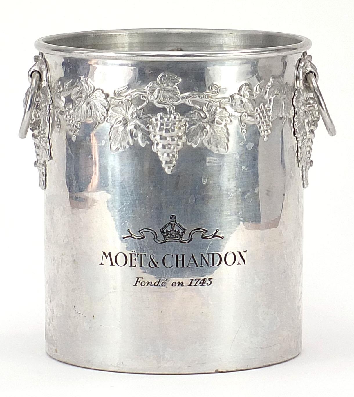 Moet & Chandon design Champagne ice bucket with ring turned handles, 20.5cm high : For Further