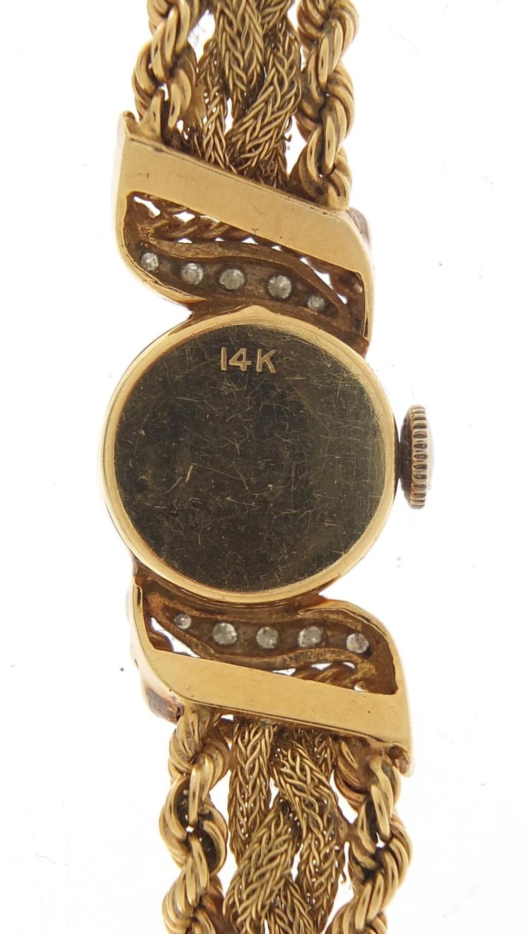 Le Courier, ladies 14ct gold and diamond manual wind wristwatch with 14ct gold rope twist strap, - Image 3 of 7