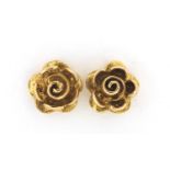 Pair of 9ct gold flower head stud earrings, 8mm in diameter, 1.5g : For Further Condition Reports
