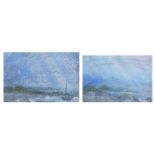 Seascapes, pair of Impressionist pastels, one indistinctly signed, possibly B Gaff, mounted,