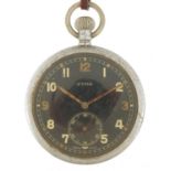 Cyma, British military issue open face pocket watch with subsidiary dial, engraved G.S.T.P.