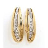 Pair of 9ct gold clear stone hoop earrings, 2.4cm high, 4.2g : For Further Condition Reports