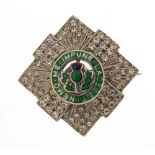 Scots Guards Military interest silver and enamel regimental brooch with ""Nemo me impune lacessit""
